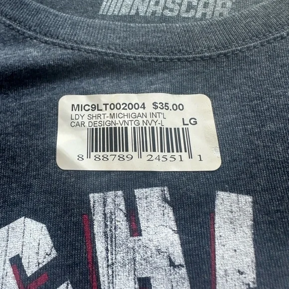 NASCAR Michigan International Speedway Women’s Blue Graphic Tee Size L NWT - Picture 3 of 8